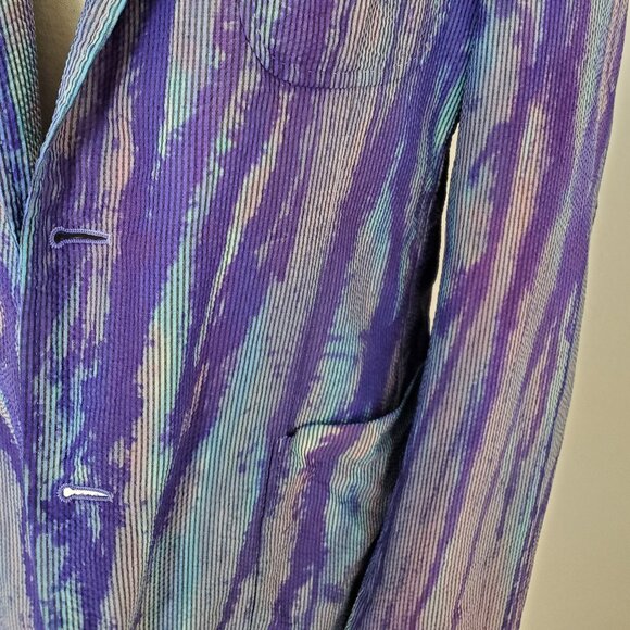 Zegna silk Sport suit Coat Blazer Black red Purple blue gray stripe 52 med large - Picture 7 of 10